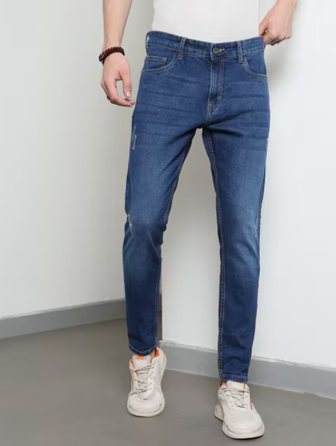 Shein Full Length Light Distress Slim Jeans - Image 2