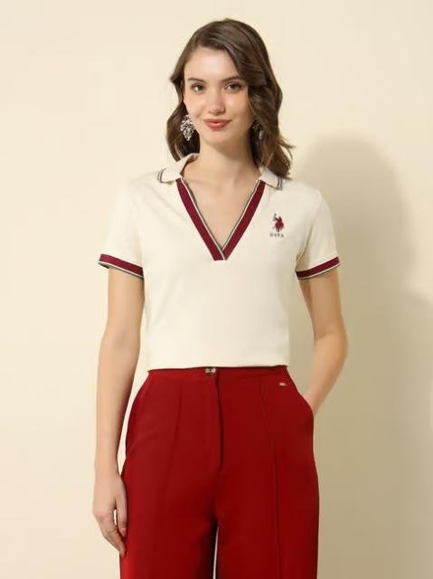 U.S. Polo Assn. White Cotton Regular Fit Polo T-Shirt