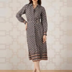 Van Heusen Navy Regular Fit Printed Dress
