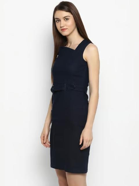 StyleStone Dark Blue Regular Fit Bodycon Dress - Image 2
