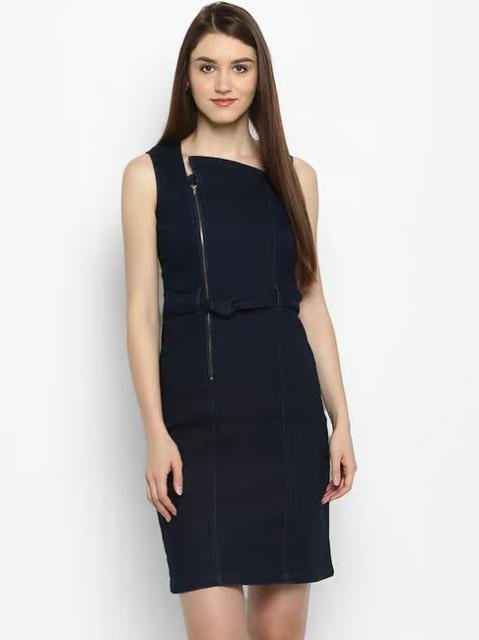 StyleStone Dark Blue Regular Fit Bodycon Dress