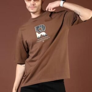Men front & back print round neck regular fit t-shirt