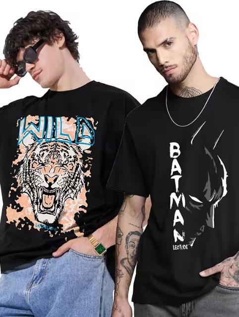 Men pack of 2 printed short sleeve oversized fit t-shirt