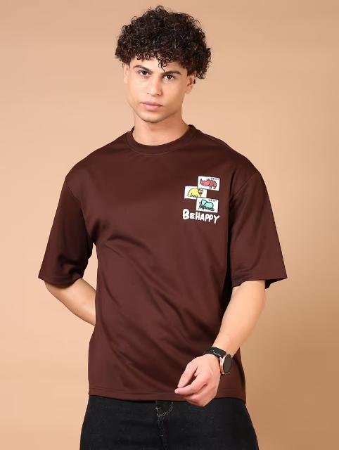 Men short sleeves front & back print t-shirt